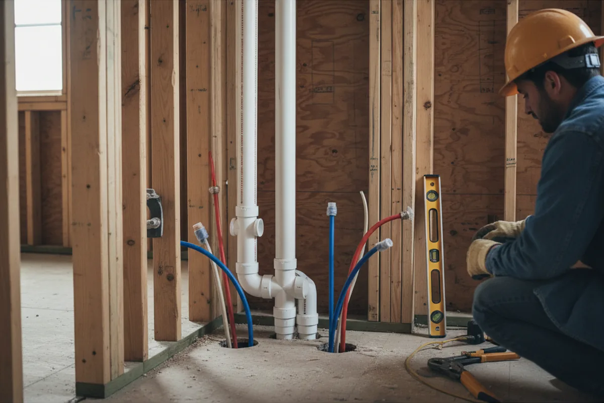 Drain and supply rough-in during Drain Cleaning in Northfield